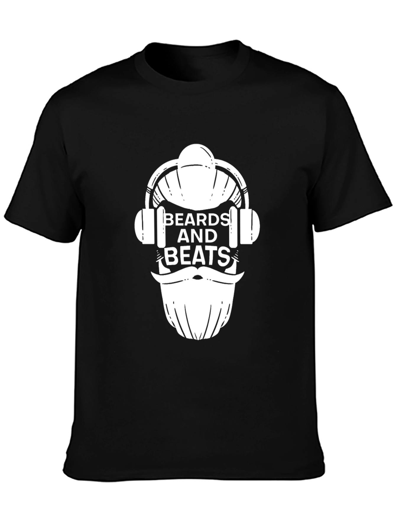Beards and Beats Graphic Tee - Black Cotton T-Shirt