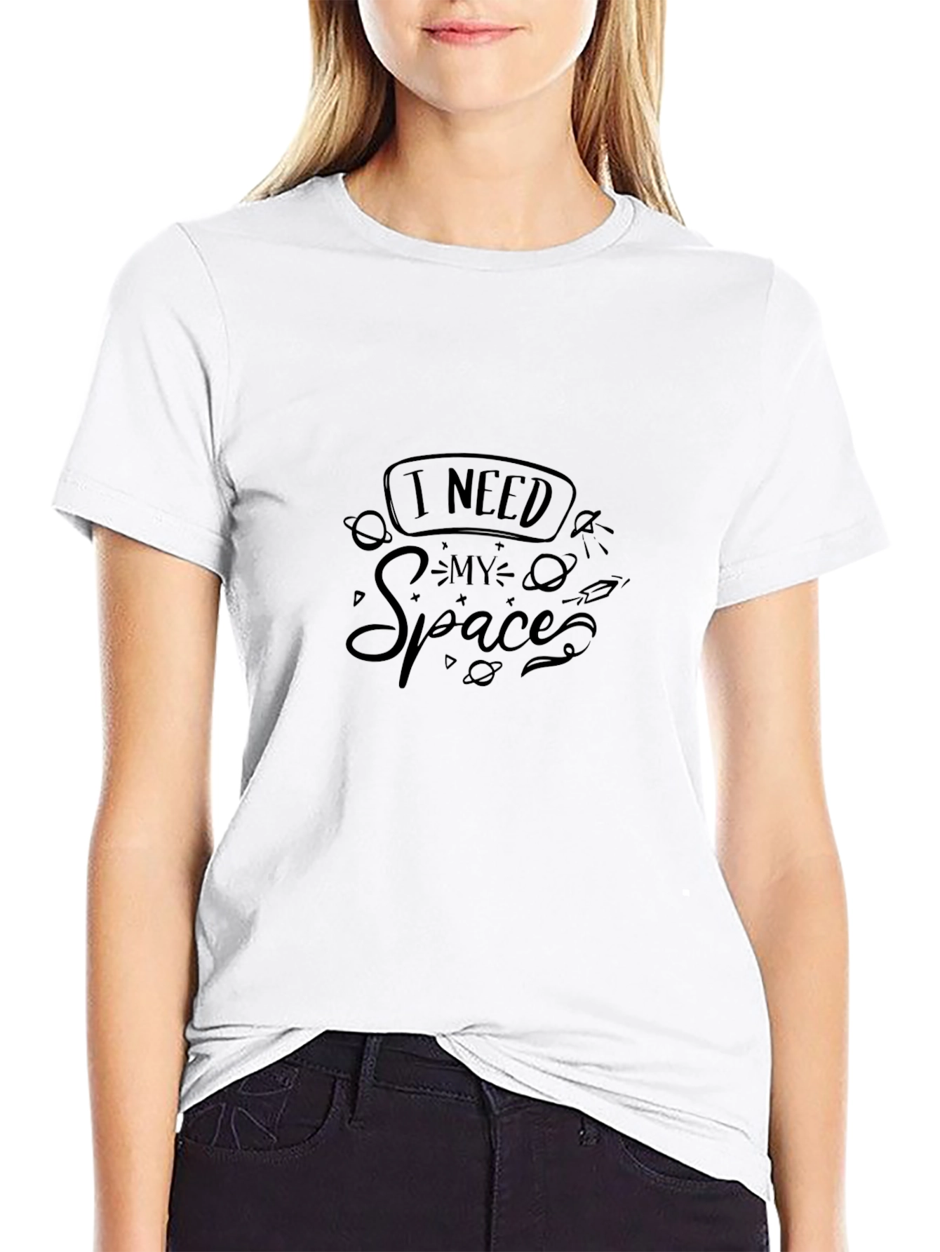 I Need My Space Black Graphic Tee