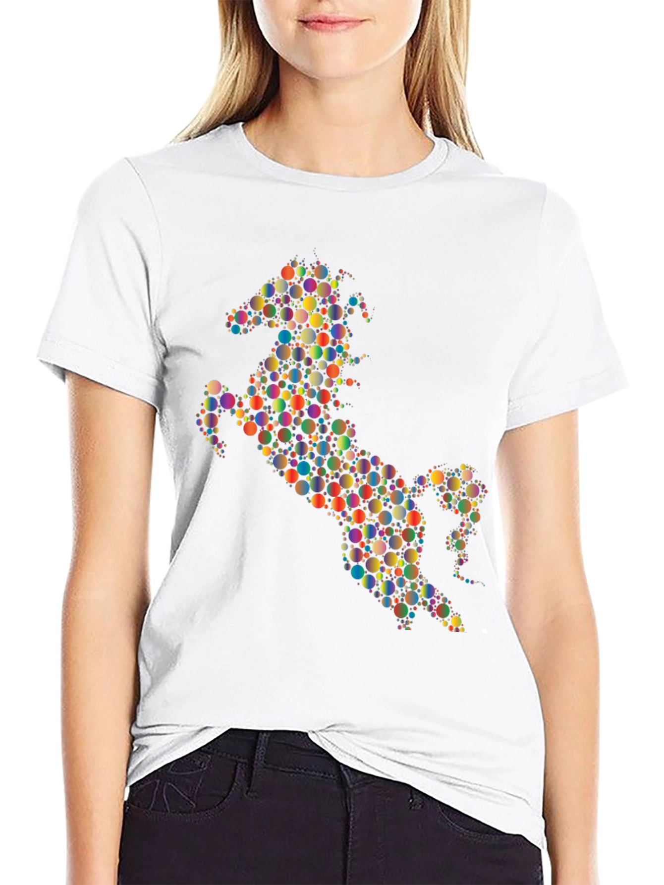 Abstract Horse Graphic Tee - Black Cotton Blend