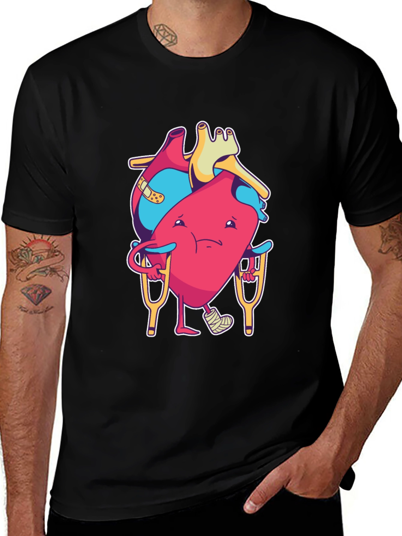 Funny Injured Heart Cartoon T-Shirt