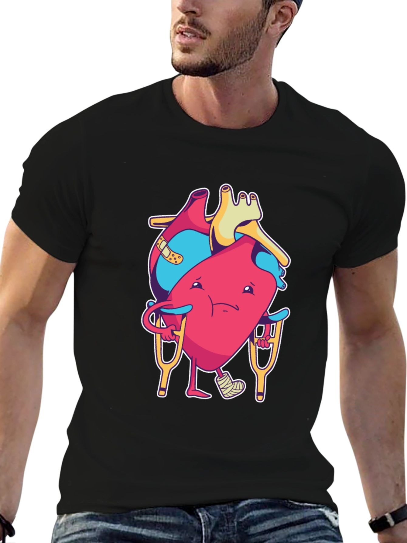 Funny Injured Heart Cartoon T-Shirt