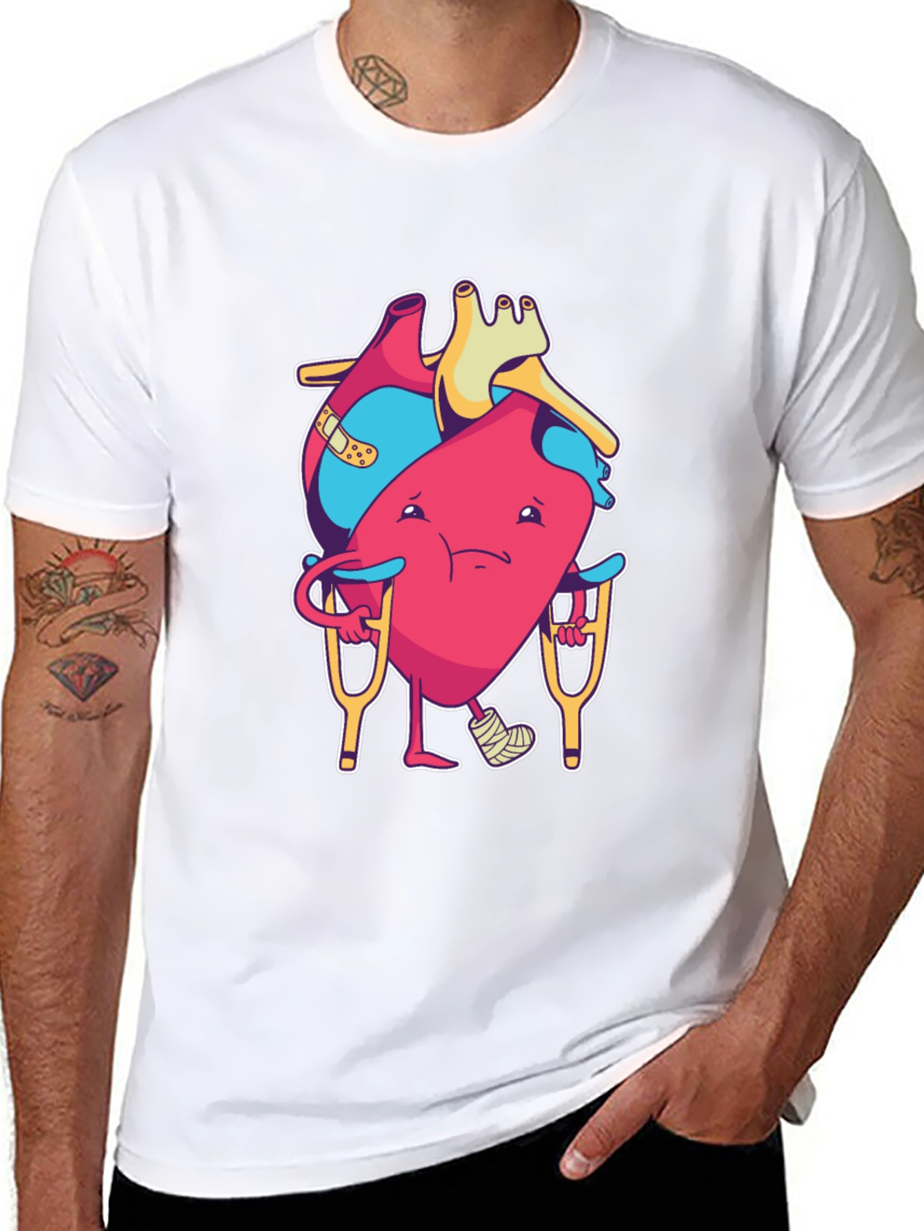 Funny Injured Heart Cartoon T-Shirt