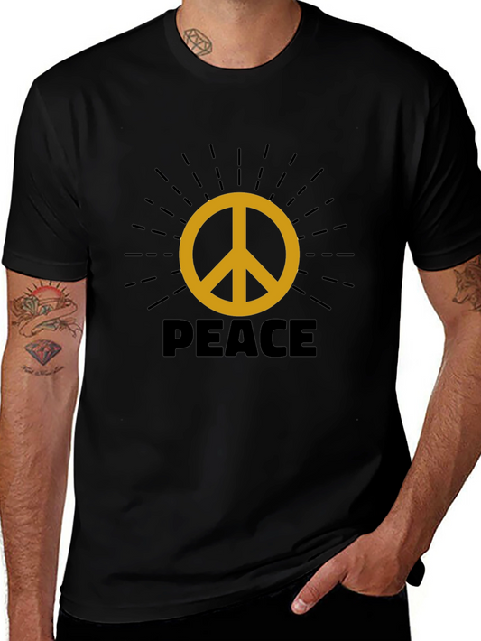 Peace Sign Graphic Tee - Black Comfort Fit T-Shirt