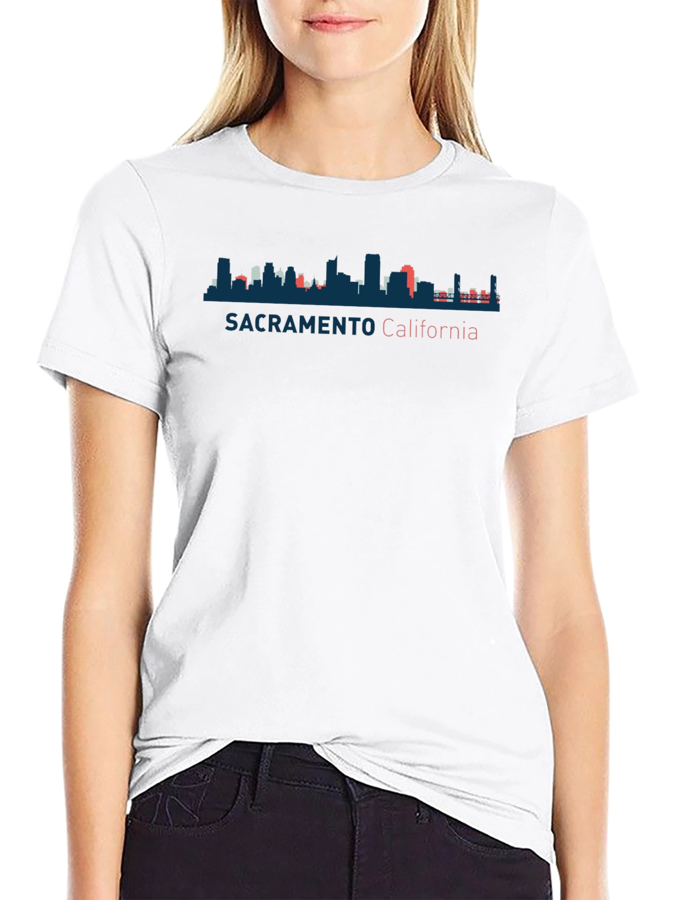 Sacramento California Skyline Black T-Shirt