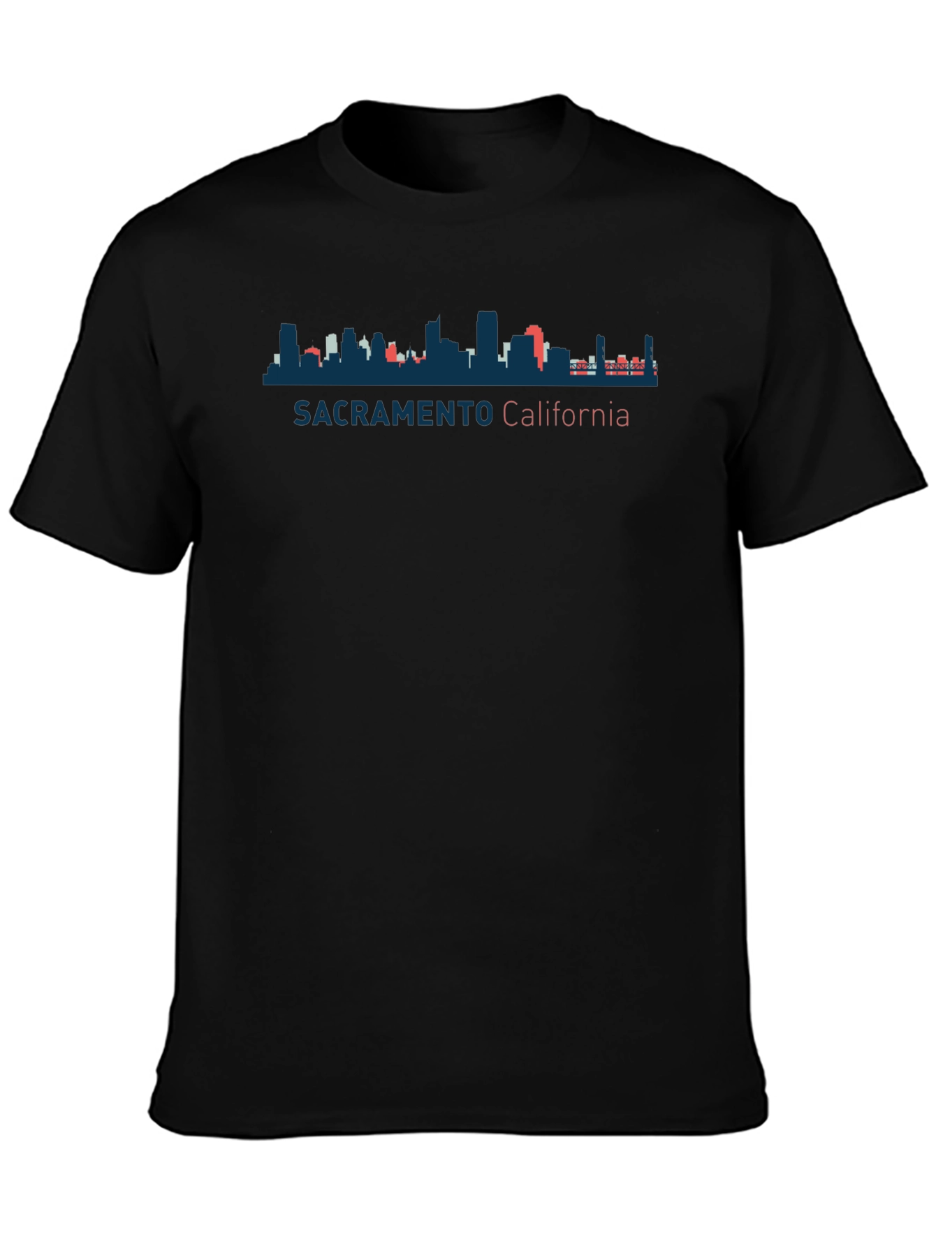Sacramento California Skyline Black T-Shirt