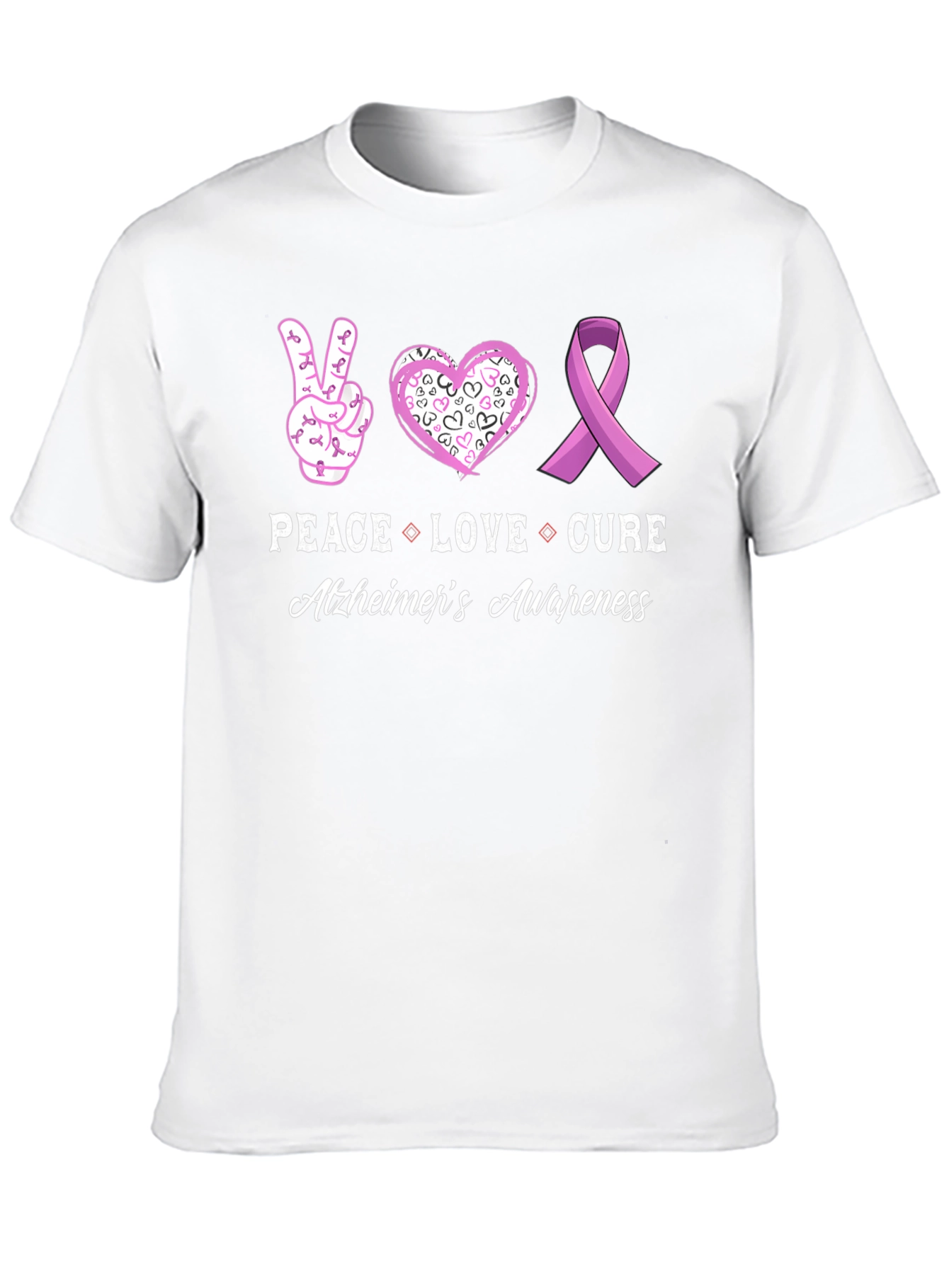 Alzheimers Awareness Peace Love Cure T-Shirt