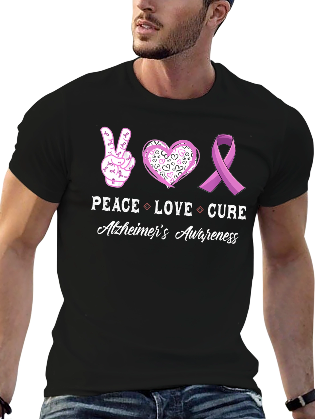 Alzheimers Awareness Peace Love Cure T-Shirt