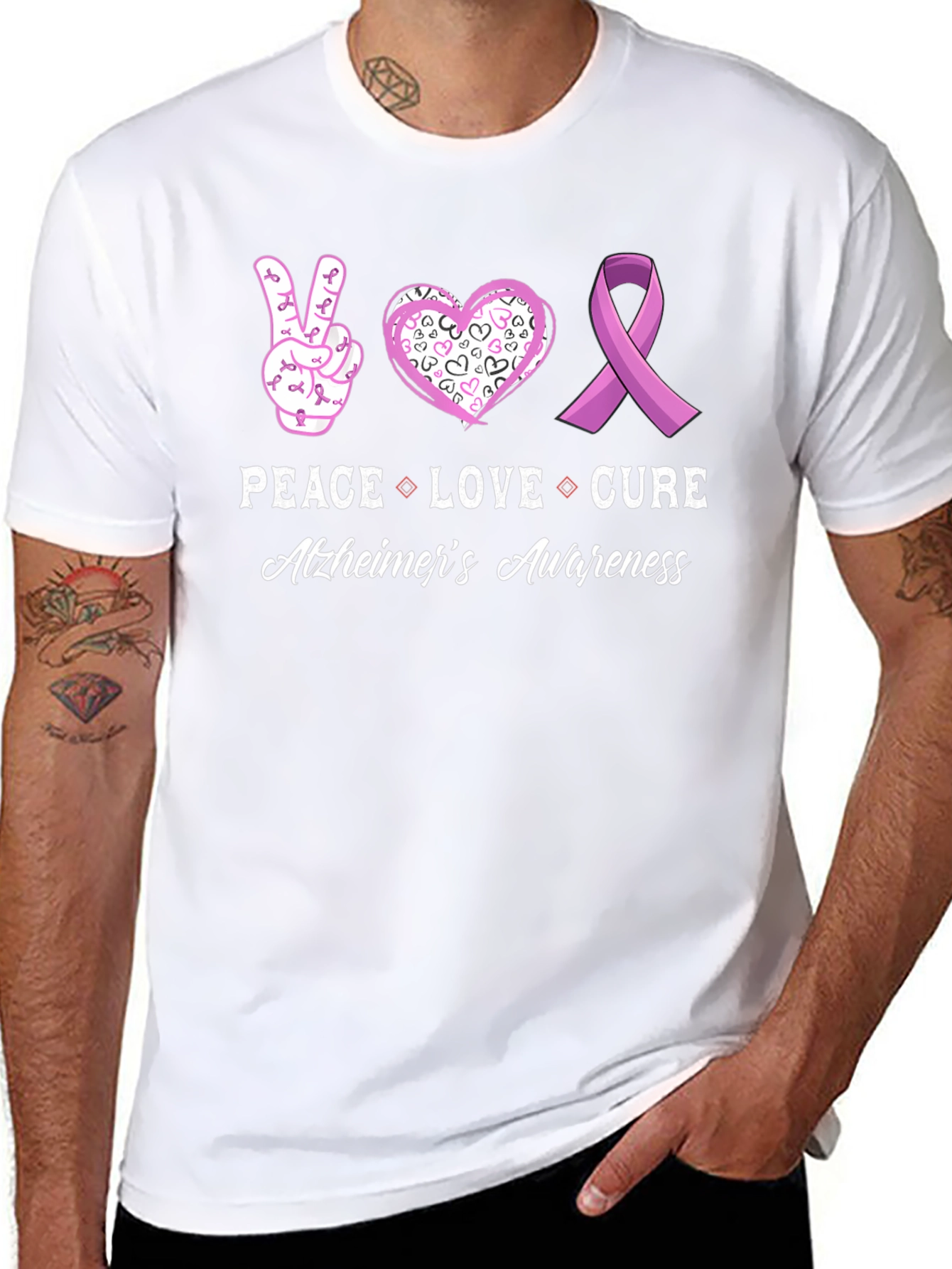 Alzheimers Awareness Peace Love Cure T-Shirt