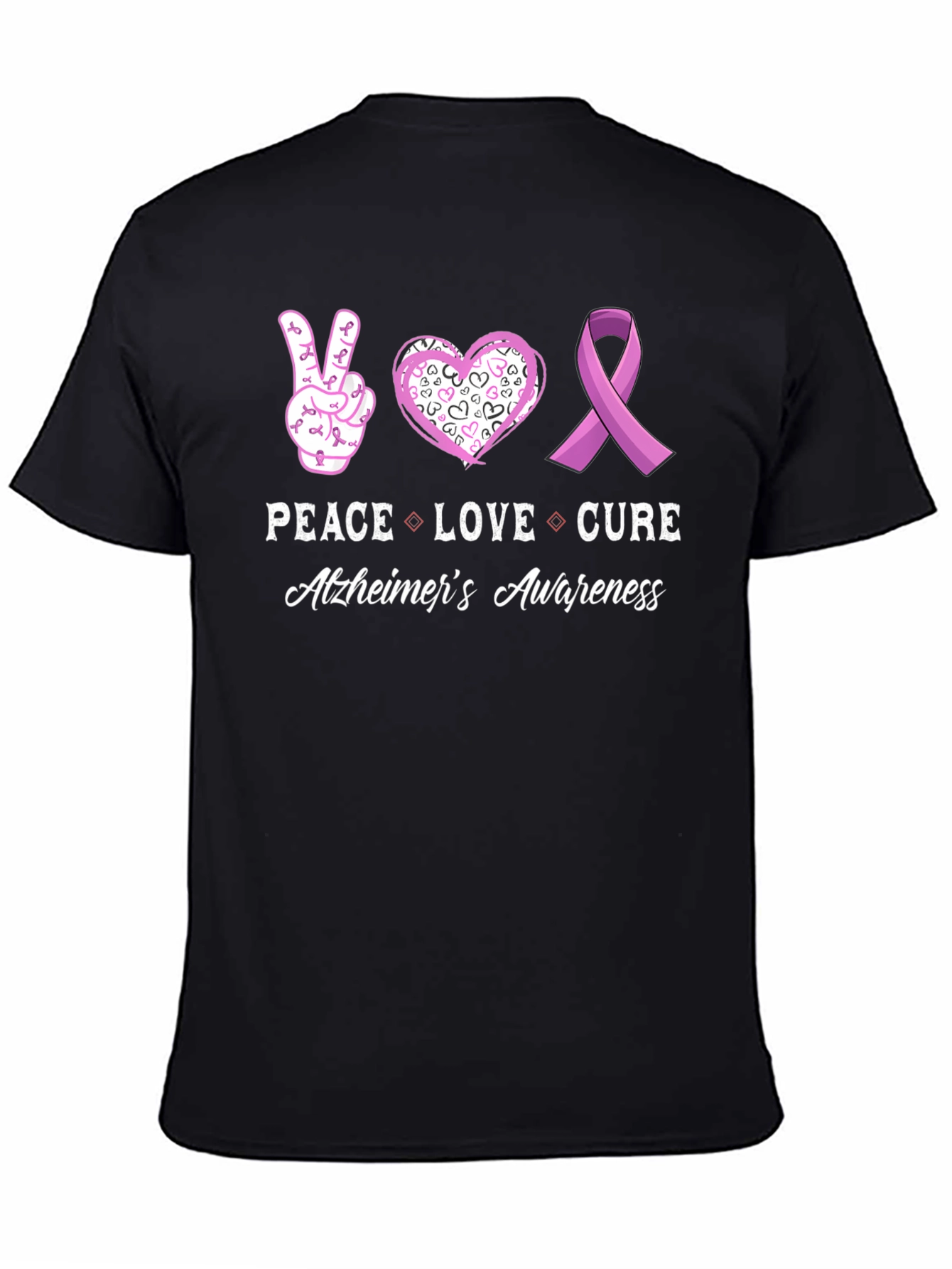 Alzheimers Awareness Peace Love Cure T-Shirt