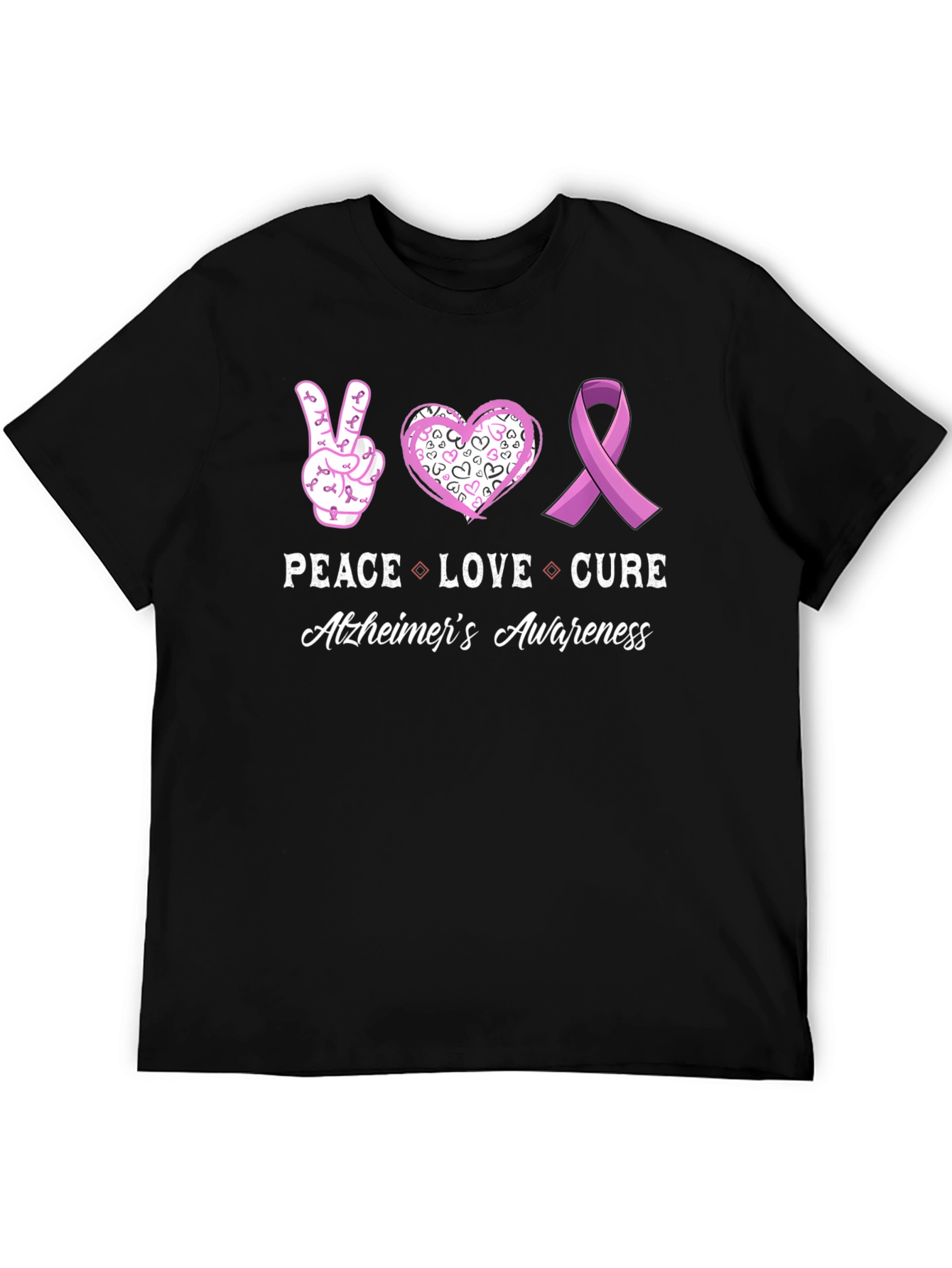 Alzheimers Awareness Peace Love Cure T-Shirt