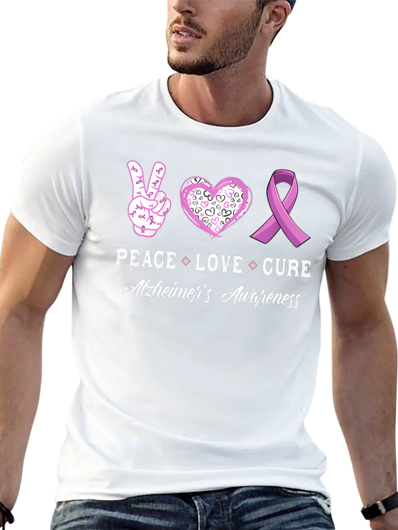 Alzheimers Awareness Peace Love Cure T-Shirt