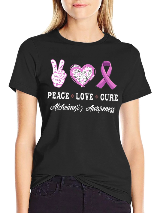 Alzheimers Awareness Peace Love Cure T-Shirt