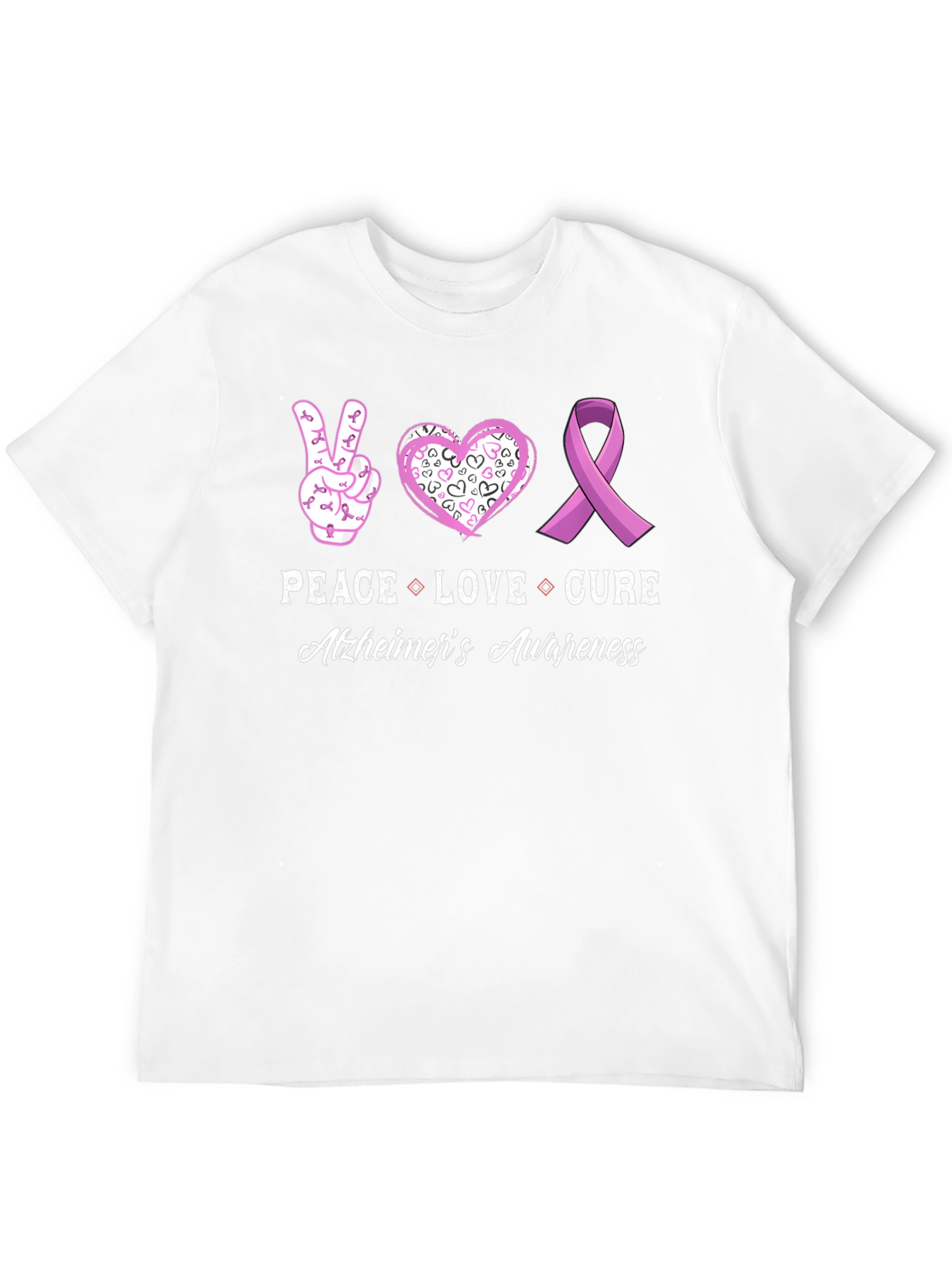 Alzheimers Awareness Peace Love Cure T-Shirt