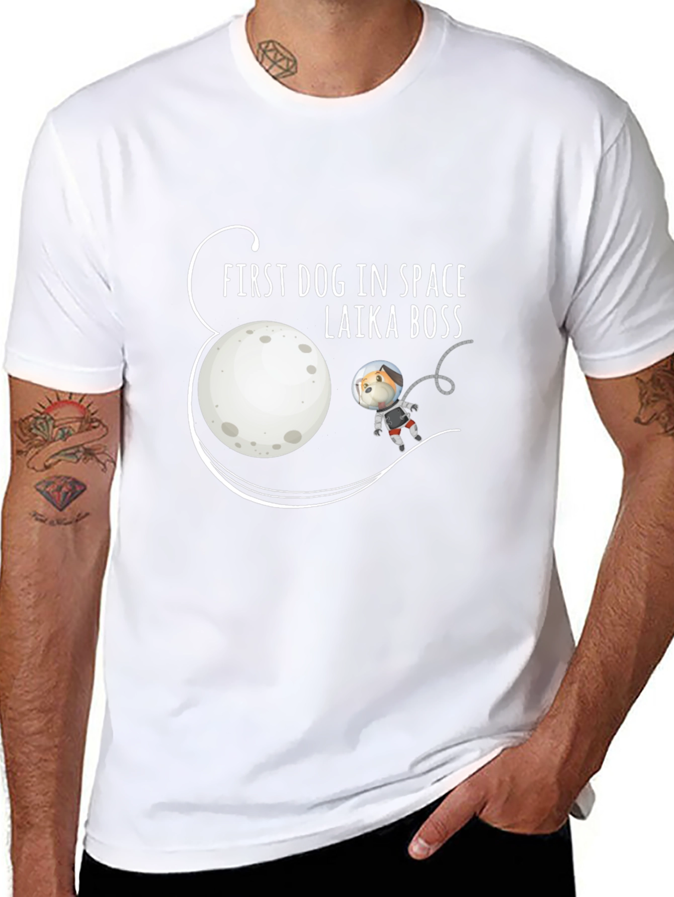 Laika Boss Dog in Space T-Shirt - Black