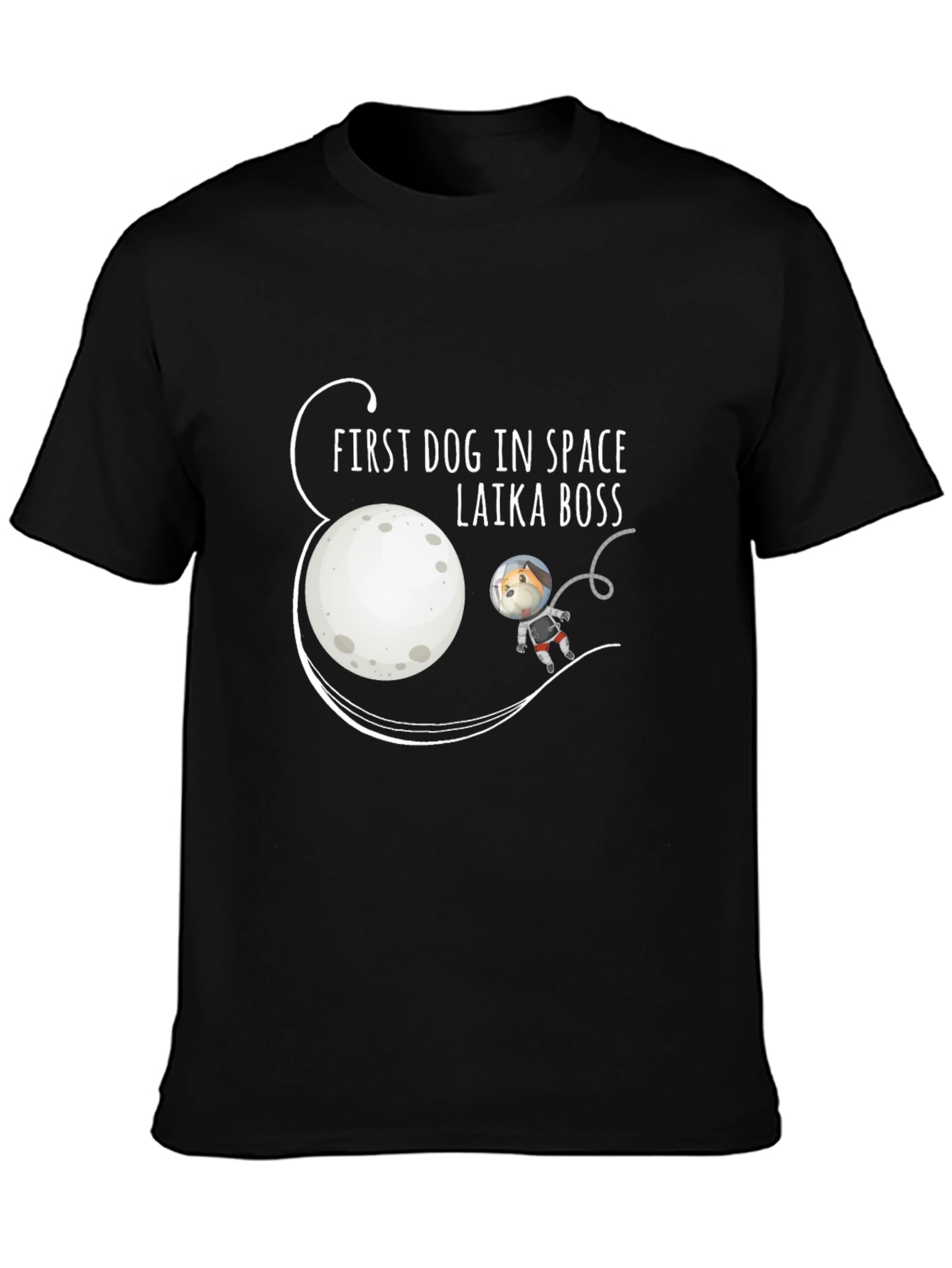 Laika Boss Dog in Space T-Shirt - Black