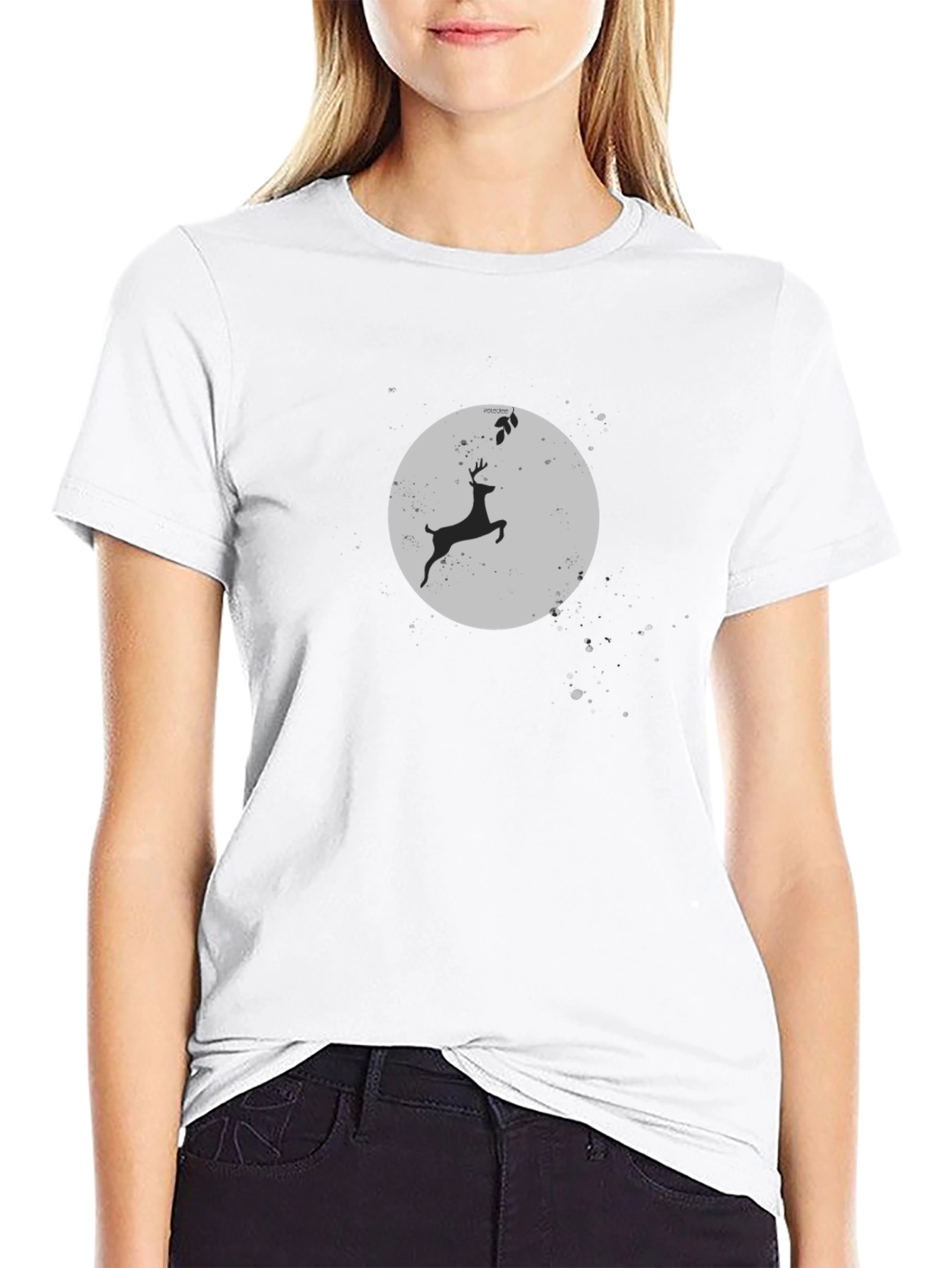 Mens Black Deer Silhouette Graphic Tee