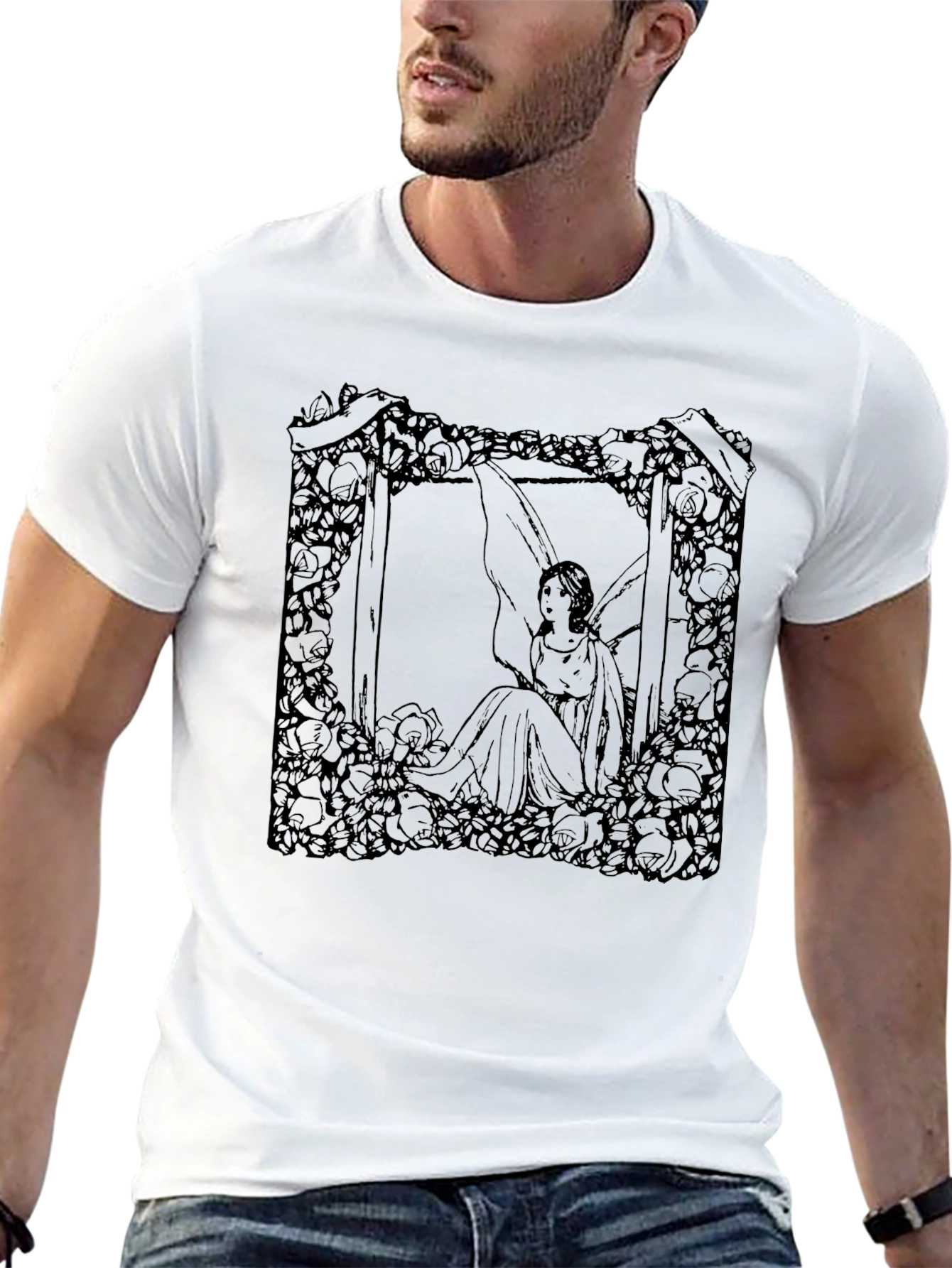 Floral Fairy Graphic Tee - Black