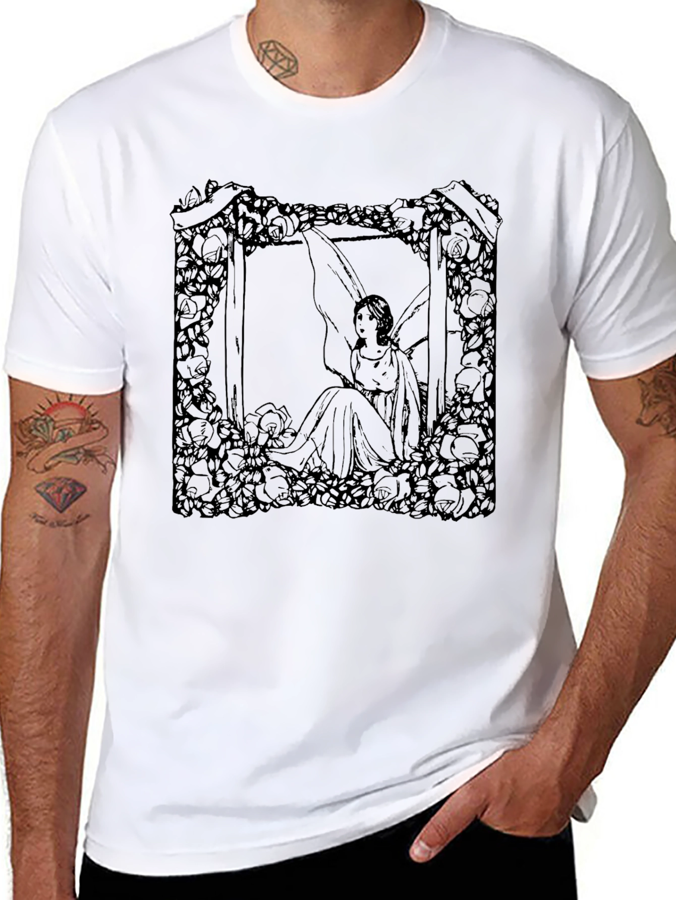 Floral Fairy Graphic Tee - Black