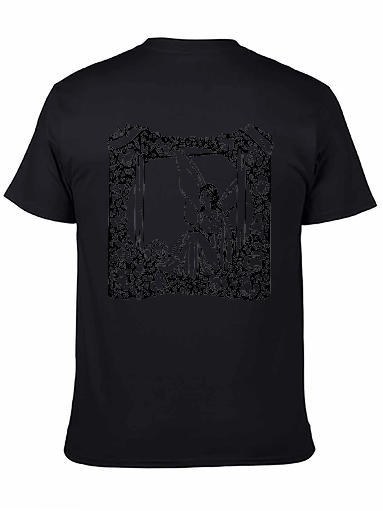 Floral Fairy Graphic Tee - Black