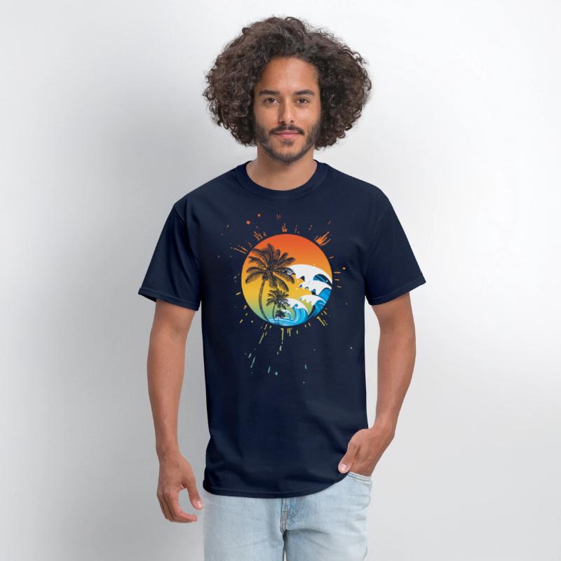 PALM TREES colorful waves