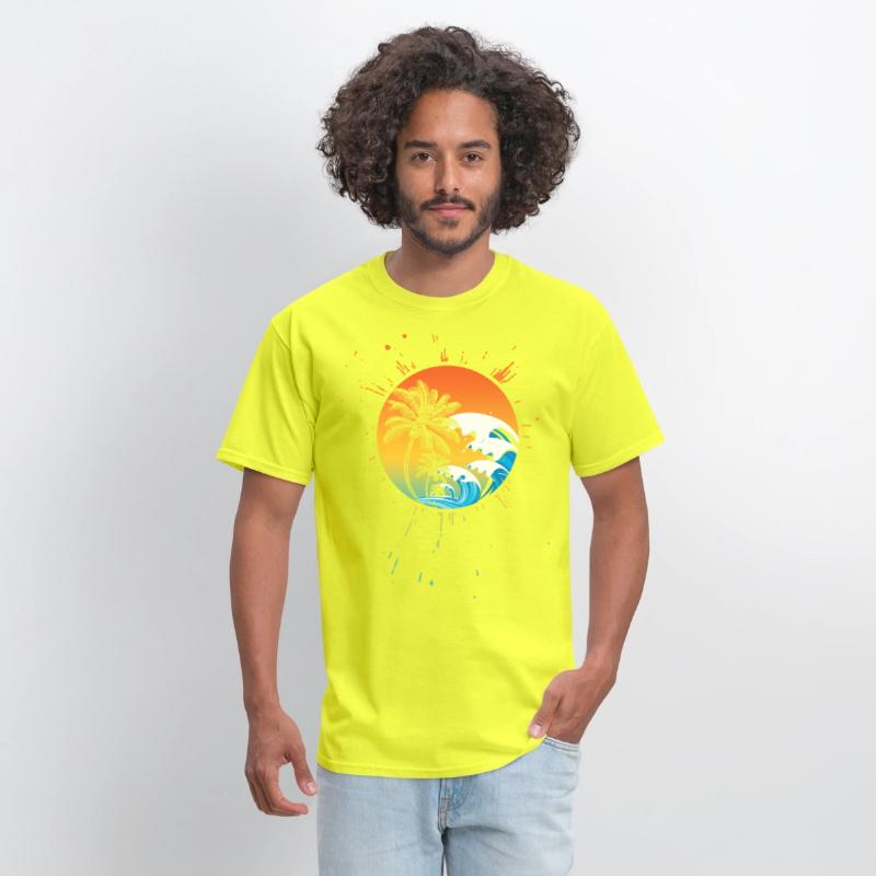 PALM TREES colorful waves
