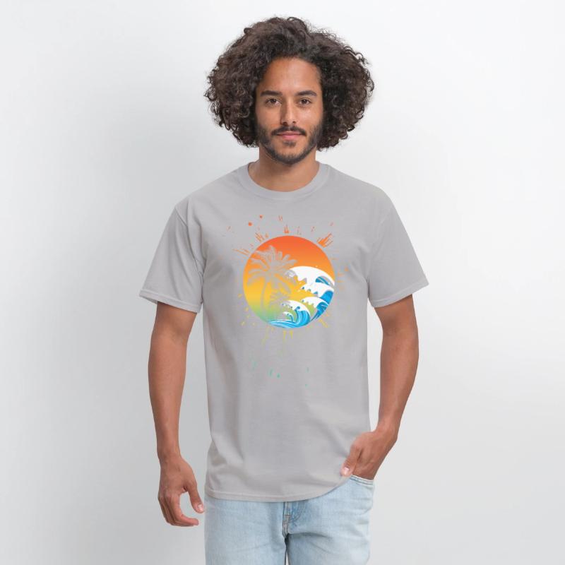 PALM TREES colorful waves