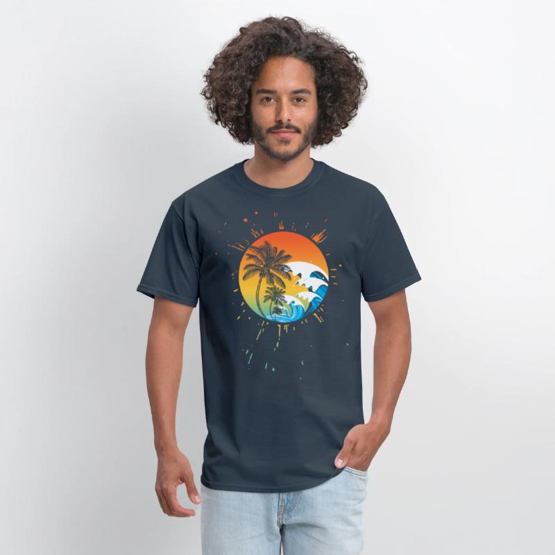 PALM TREES colorful waves