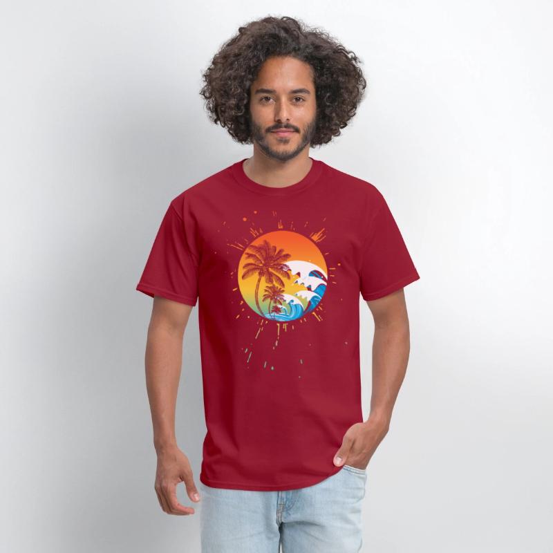 PALM TREES colorful waves