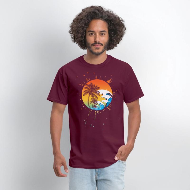 PALM TREES colorful waves