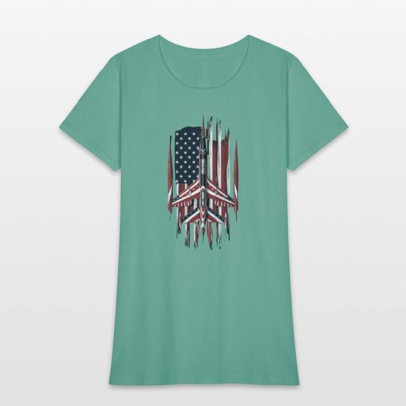 Patriotic Fighter Jet American Flag Art