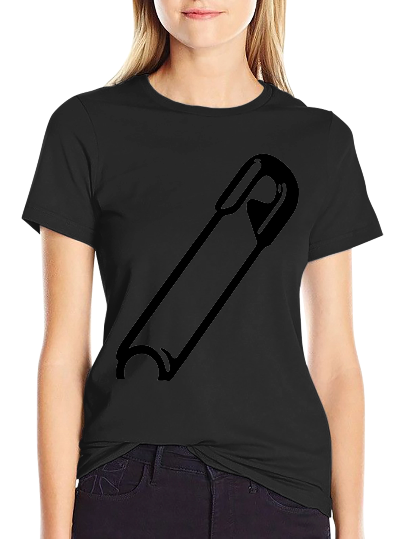 Safety Pin Graphic Black T-Shirt