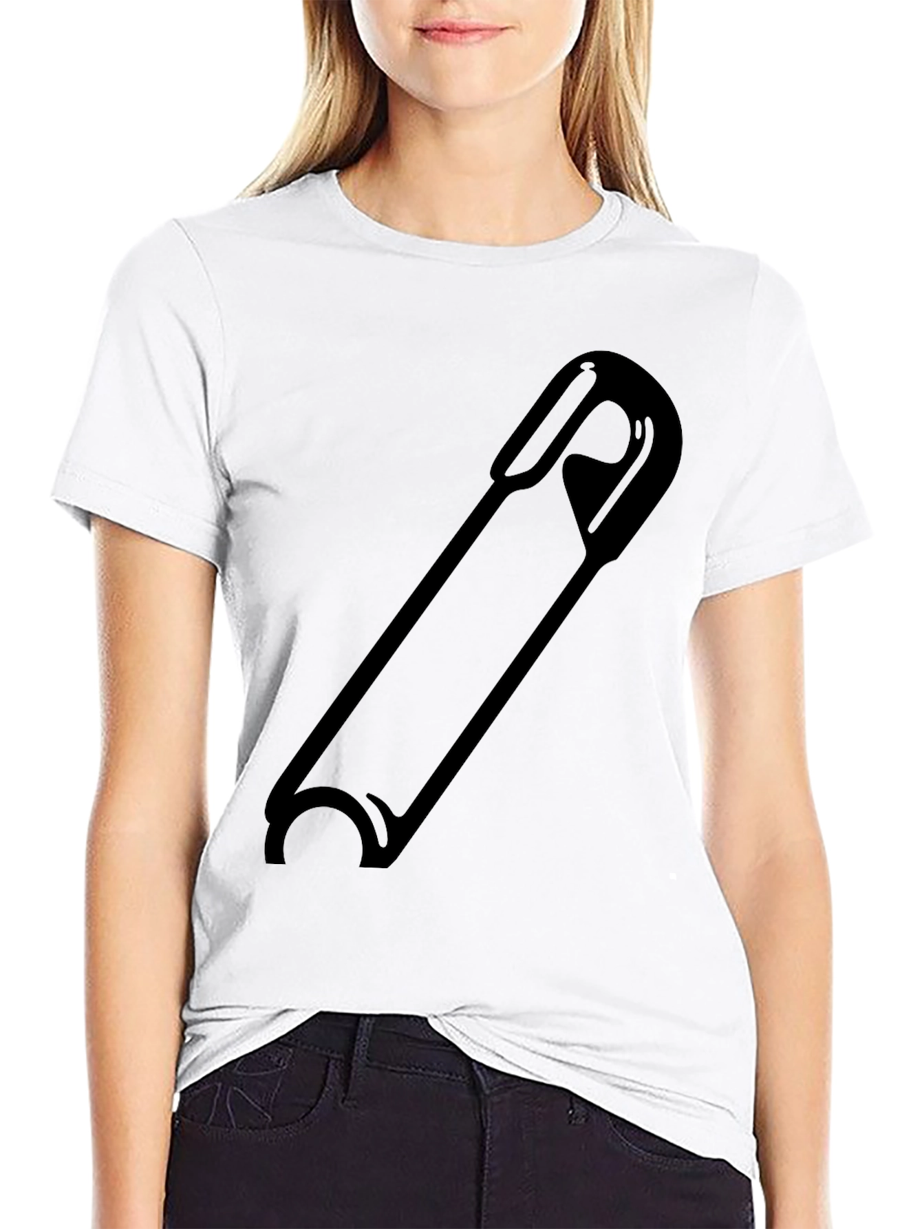 Safety Pin Graphic Black T-Shirt