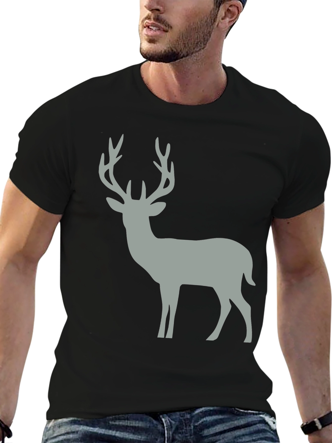 Deer Graphic Tee - Black