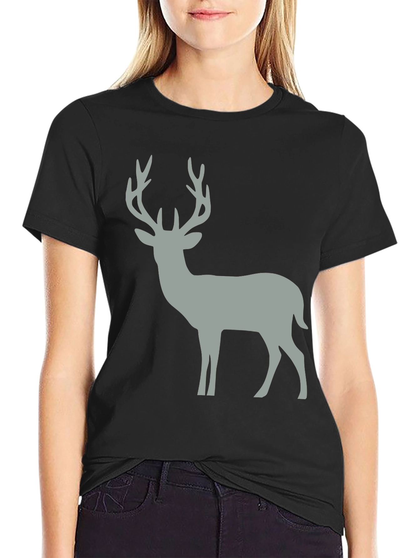 Deer Graphic Tee - Black