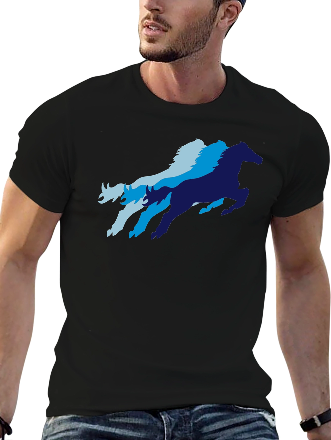 Cool Horse Graphic T-Shirt - Black