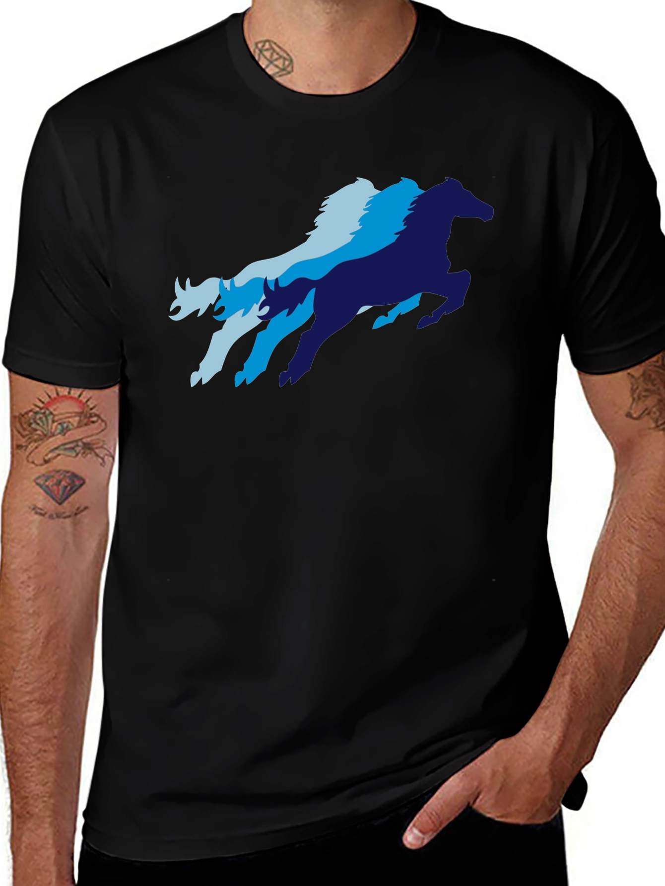 Cool Horse Graphic T-Shirt - Black