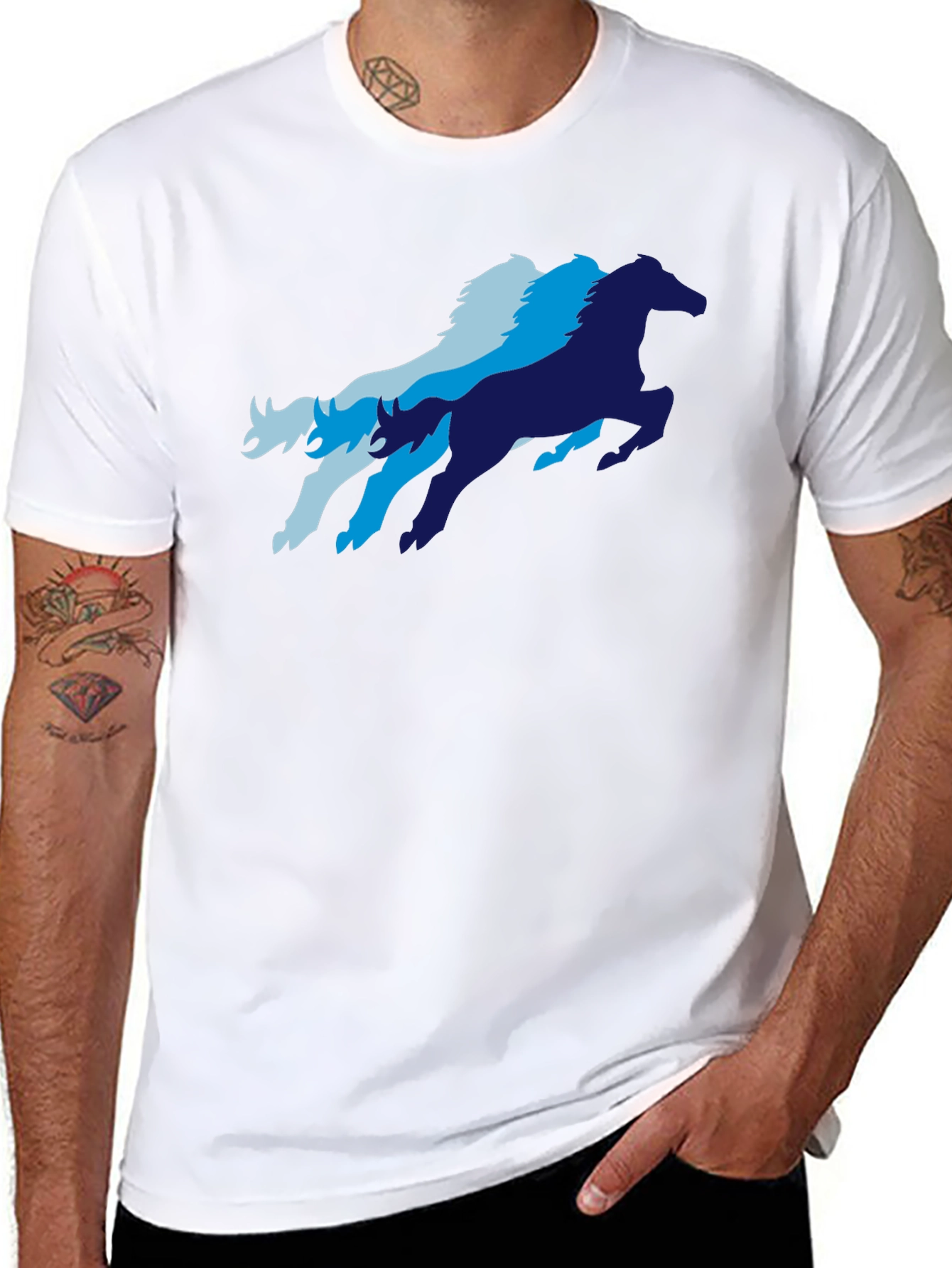 Cool Horse Graphic T-Shirt - Black