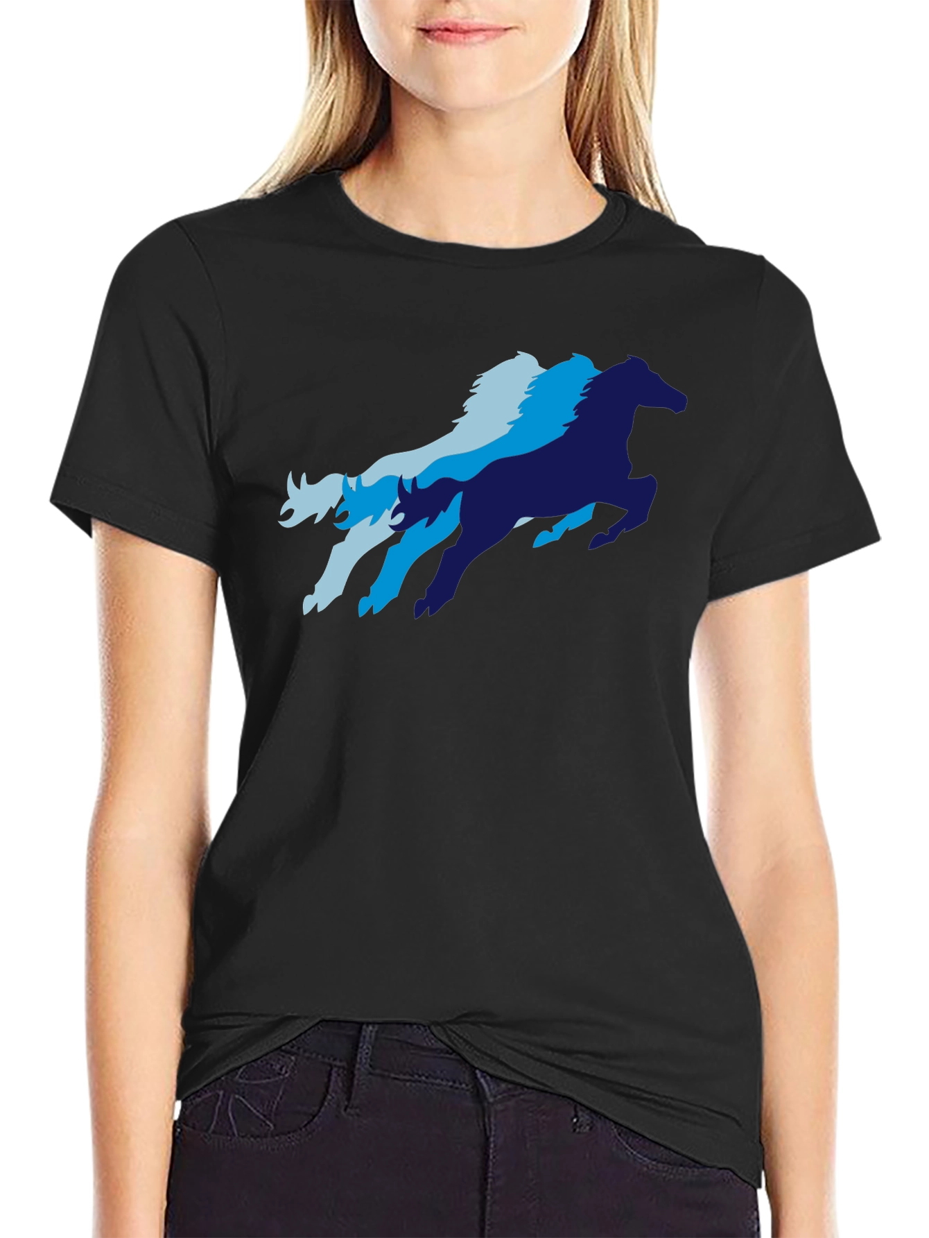 Cool Horse Graphic T-Shirt - Black
