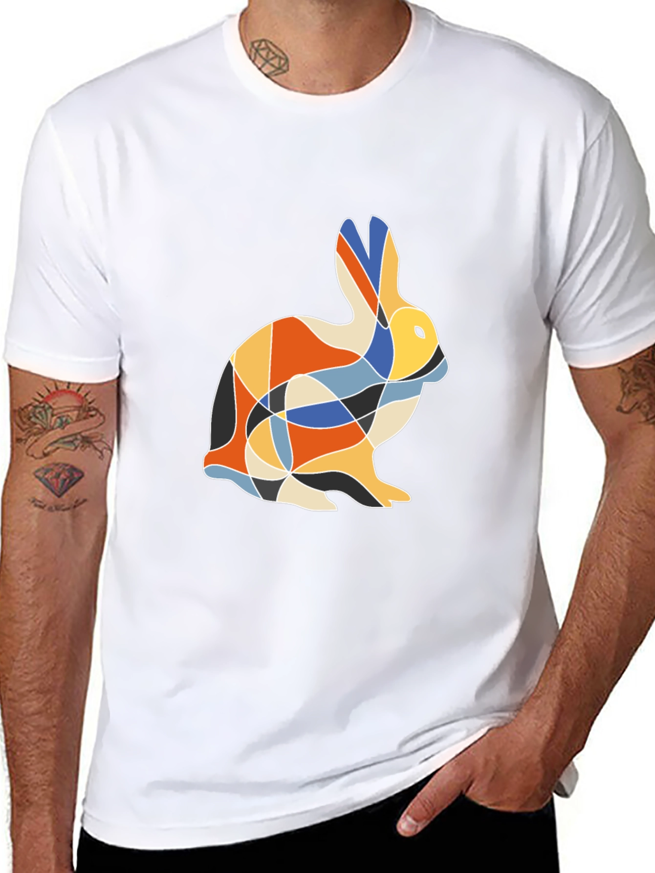Geometric Rabbit Print T-Shirt