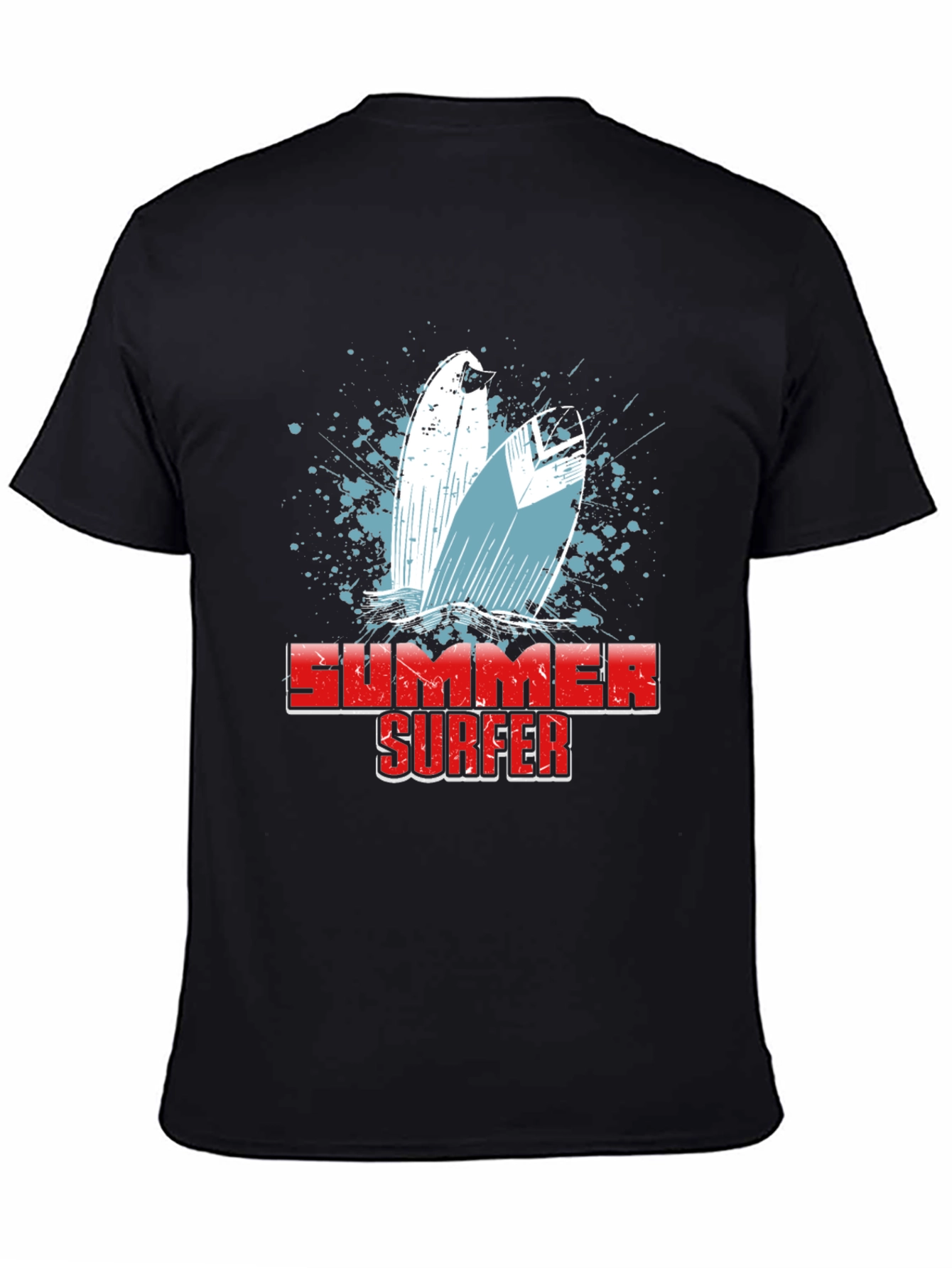 Summer Surfer Graphic T-Shirt - Black