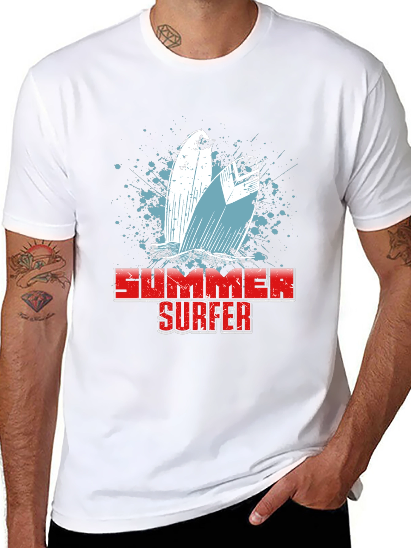 Summer Surfer Graphic T-Shirt - Black