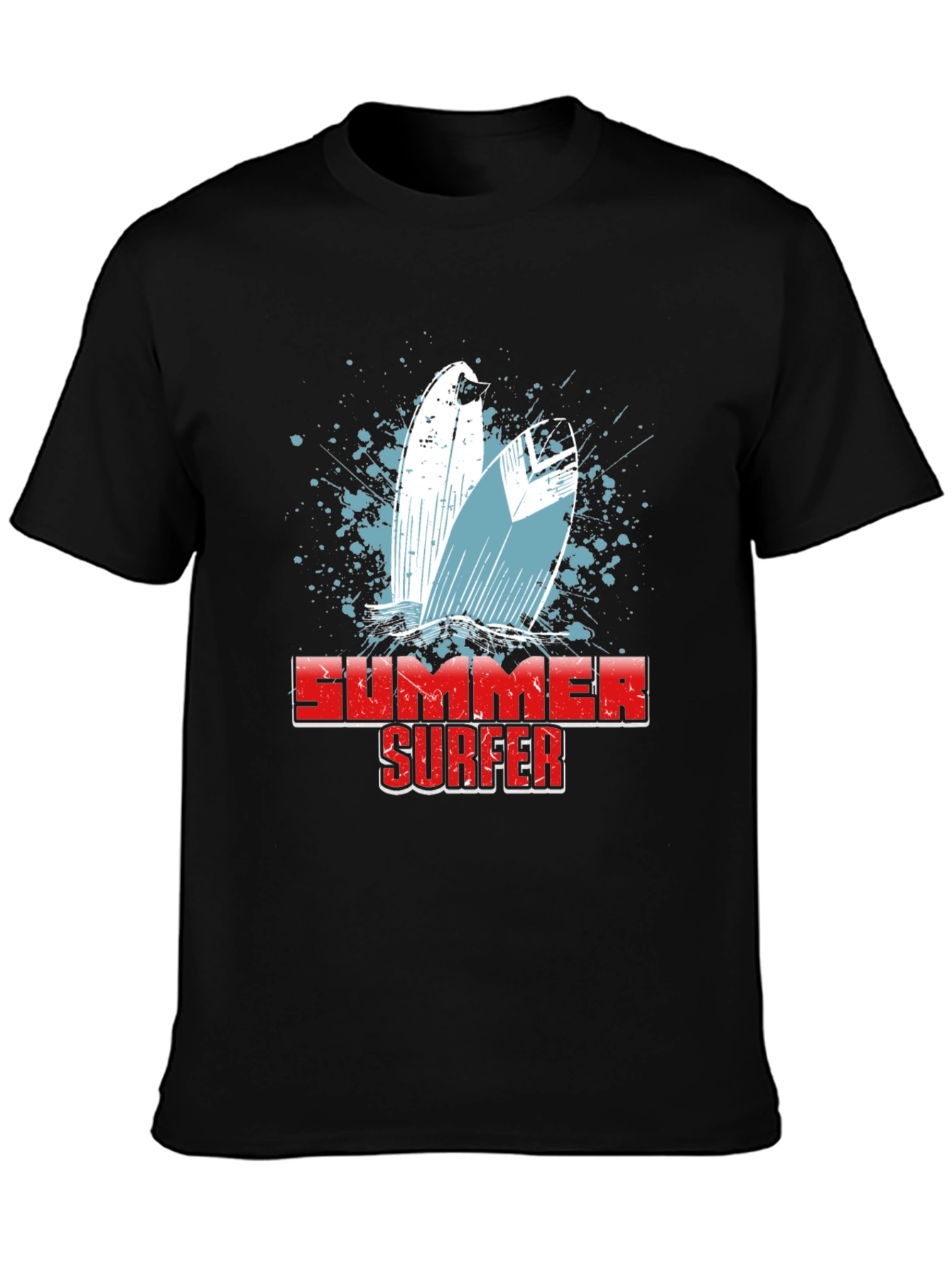 Summer Surfer Graphic T-Shirt - Black