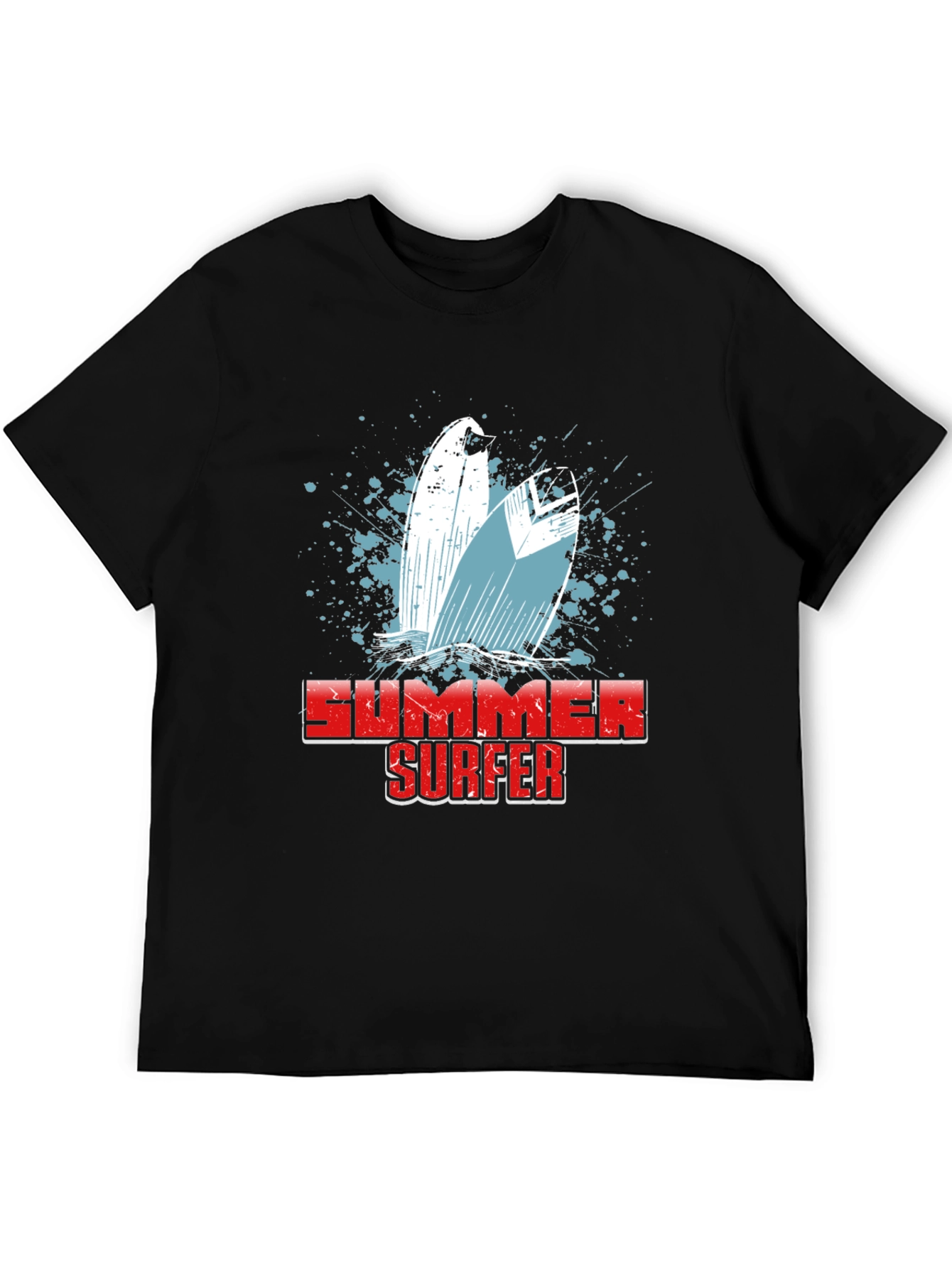 Summer Surfer Graphic T-Shirt - Black