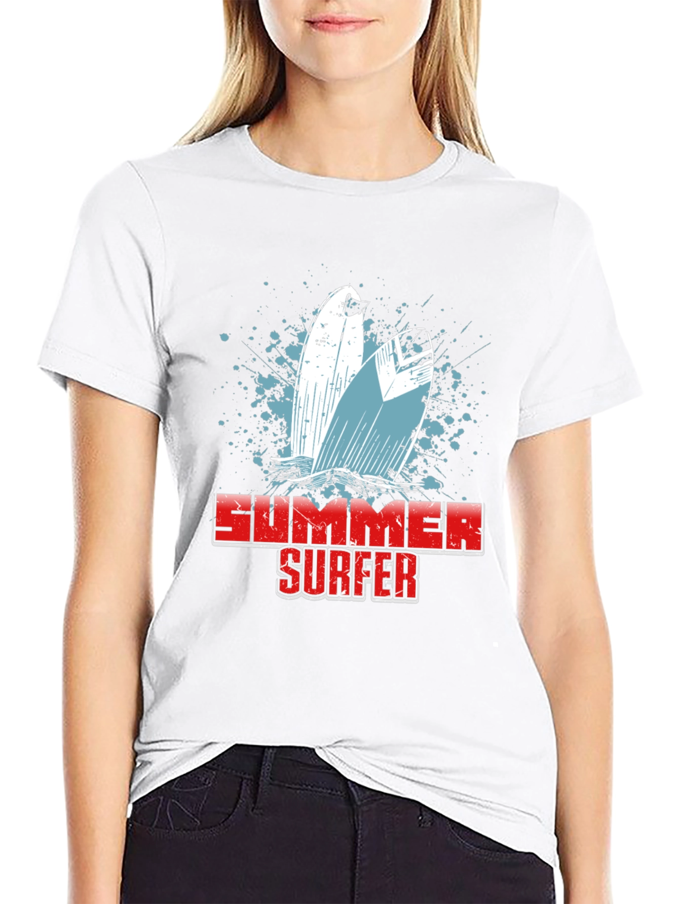 Summer Surfer Graphic T-Shirt - Black