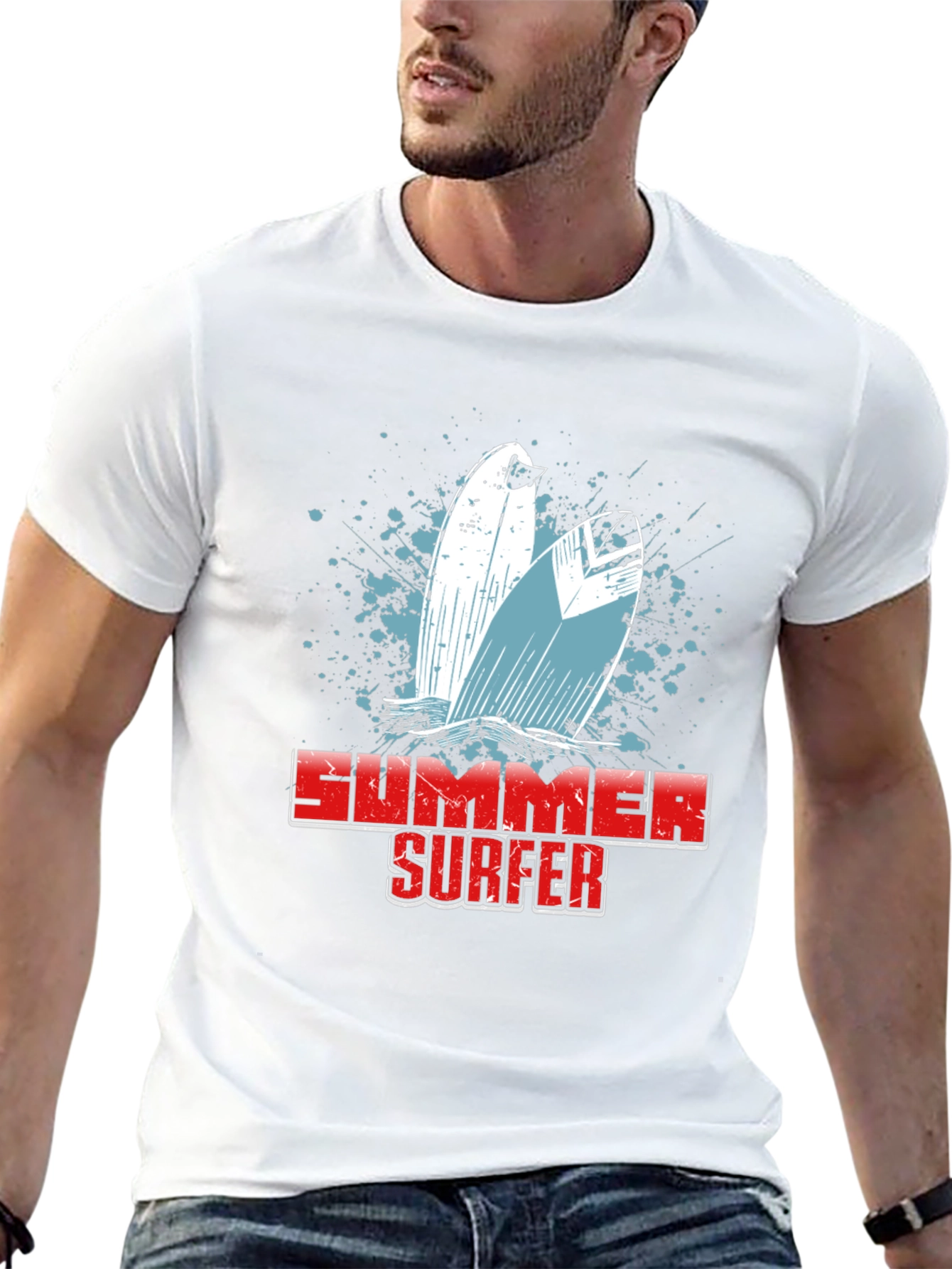 Summer Surfer Graphic T-Shirt - Black