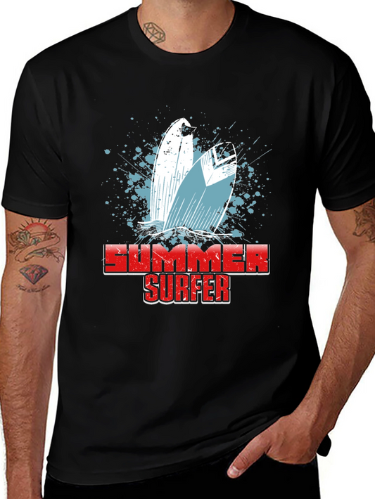 Summer Surfer Graphic T-Shirt - Black