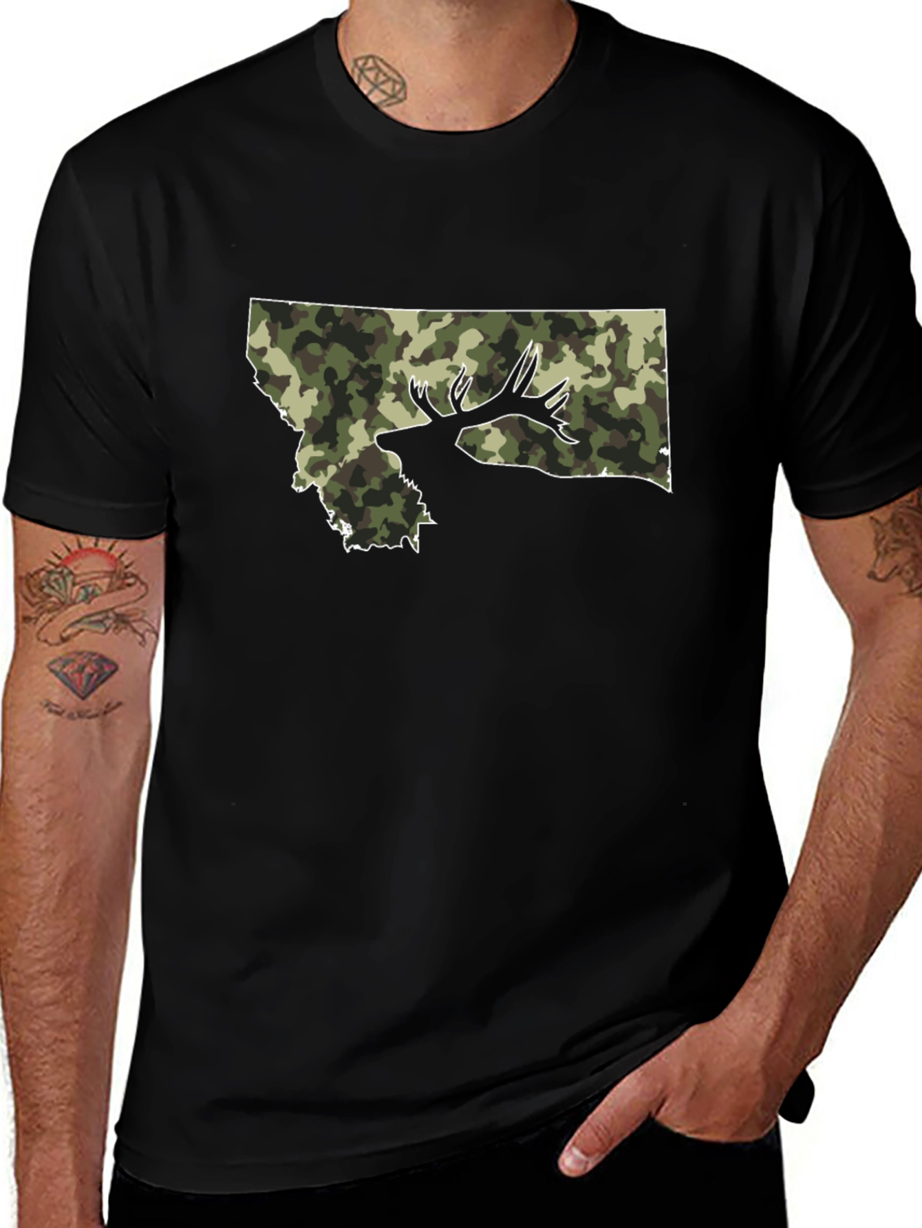 Montana Camo Deer Graphic T-Shirt
