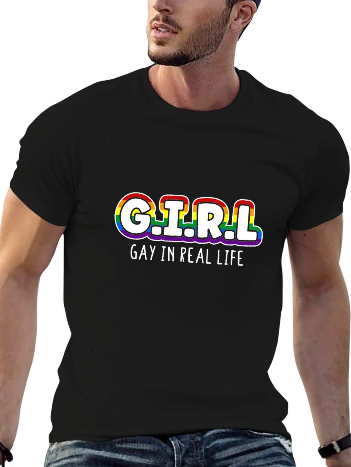 G.I.R.L Gay In Real Life Rainbow T-Shirt