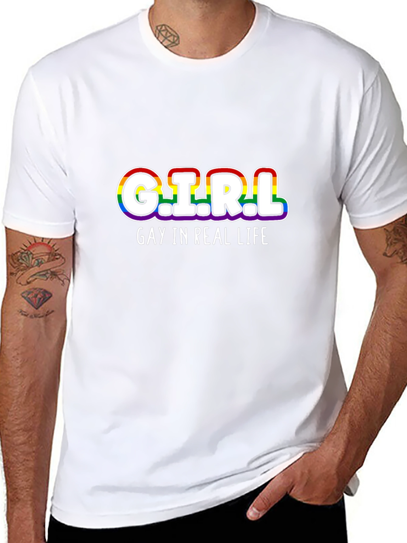 G.I.R.L Gay In Real Life Rainbow T-Shirt