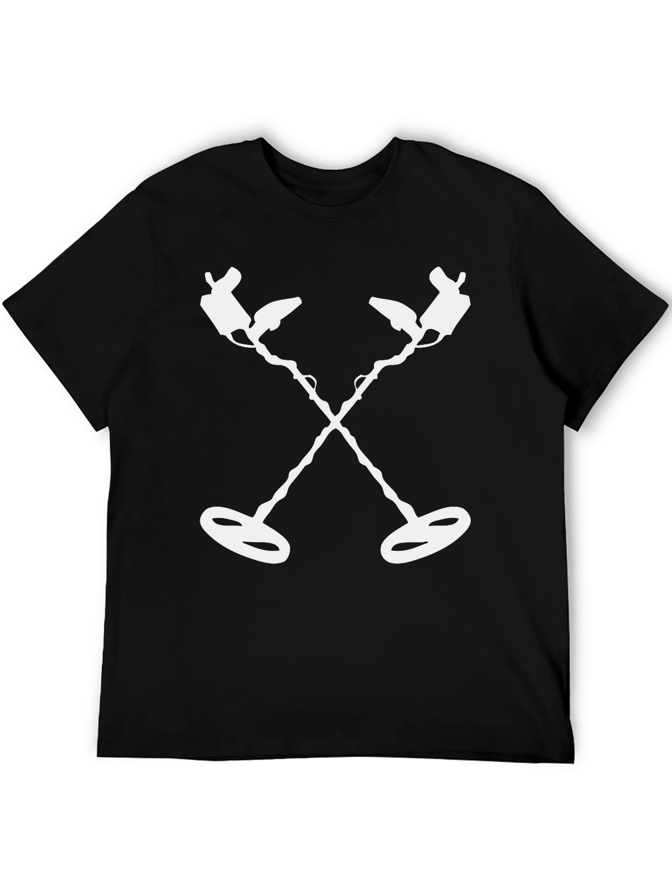 Metal Detecting T-Shirt Black with White Detector Graphic